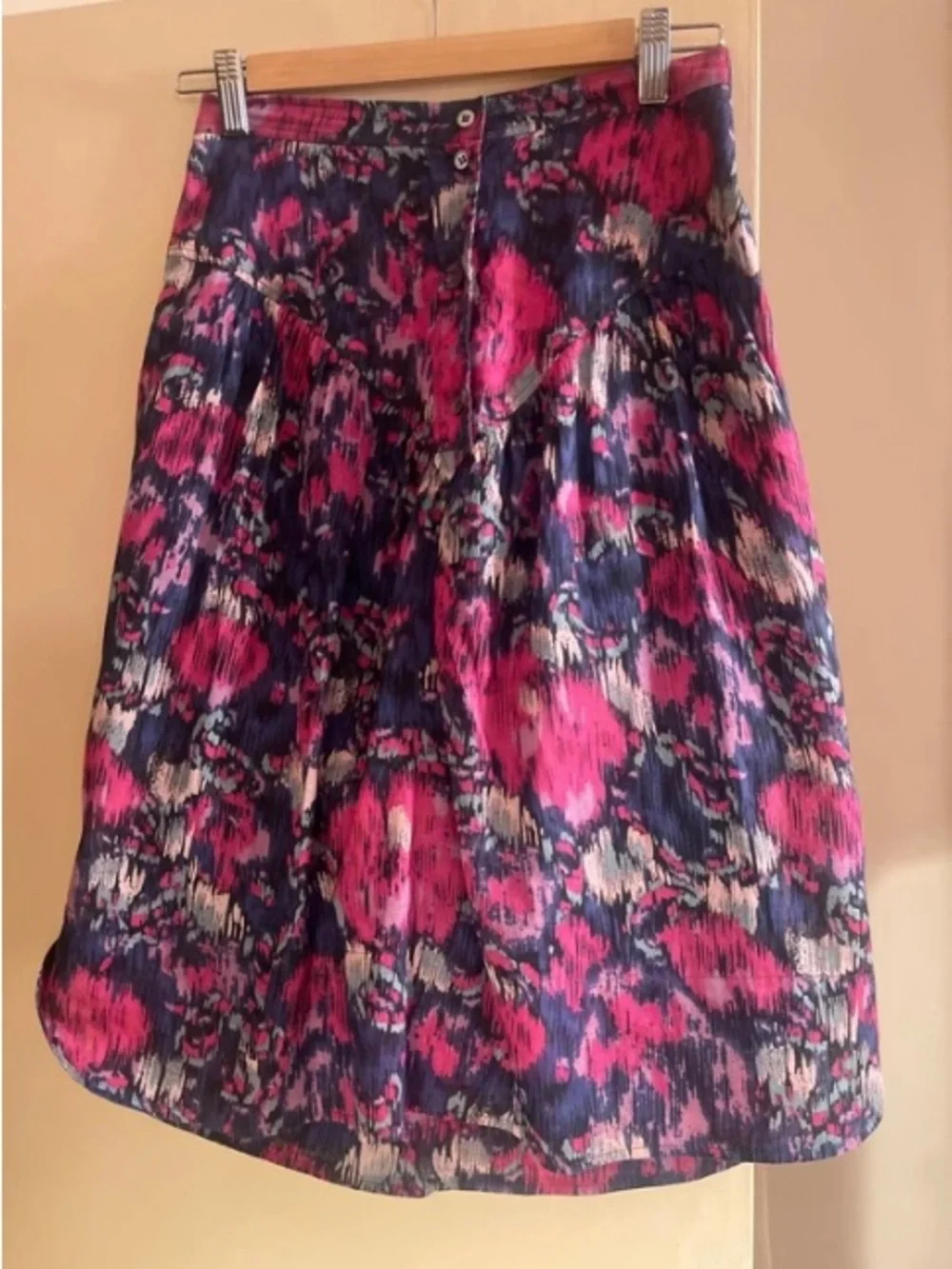Isabel Marant Pink and Navy Printed A-Line Skirt